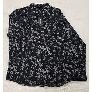 Travis Mathew NWT Button-up Long-sleeve Shirt Mens‎ M Black W/ Floral Design New